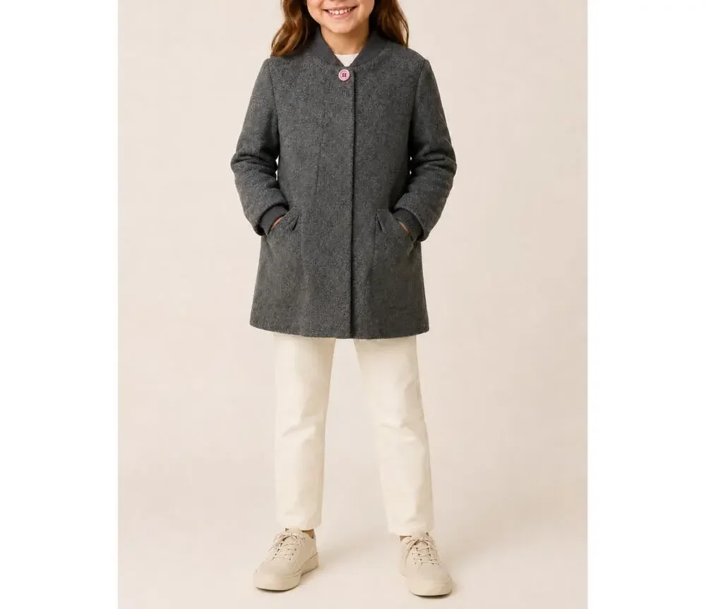 Stella McCartney Kids Girls Gray Wool Blend Stadium Coat Sz. 8yrs